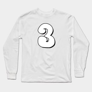 Number 3 white / black Long Sleeve T-Shirt